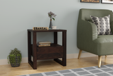 Fusta Solid Sheesham Wood Side End Table (Walnut Finish)